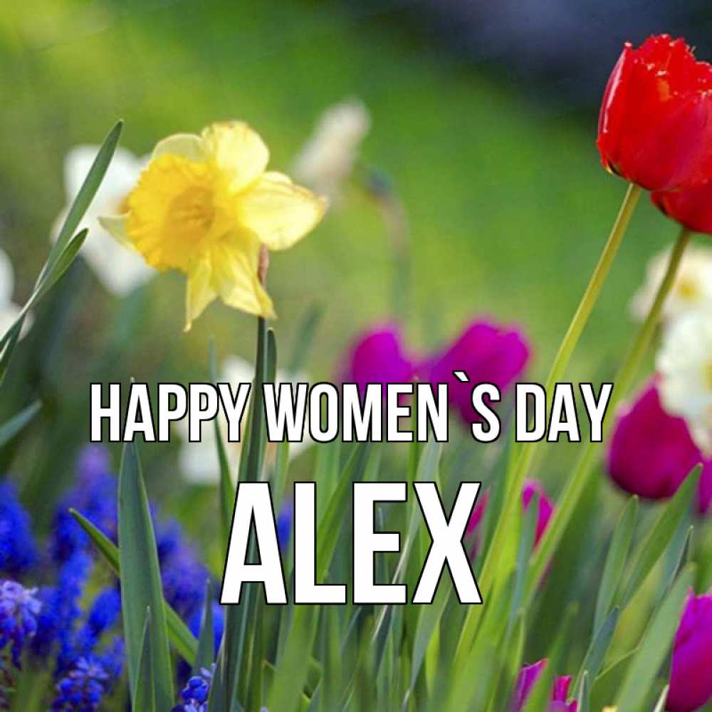 Greetings card с именем, Alex happy women`s day международный женский день 3 Greetings with text for free download 